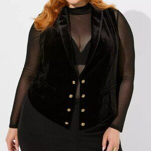 Torrid Stretch Velvet Button Front Vest